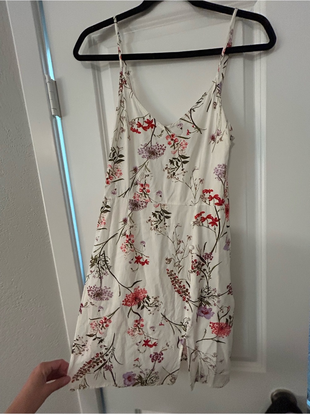 Vero Moda Ivory Slip Dress with Pink & Red Floral Print